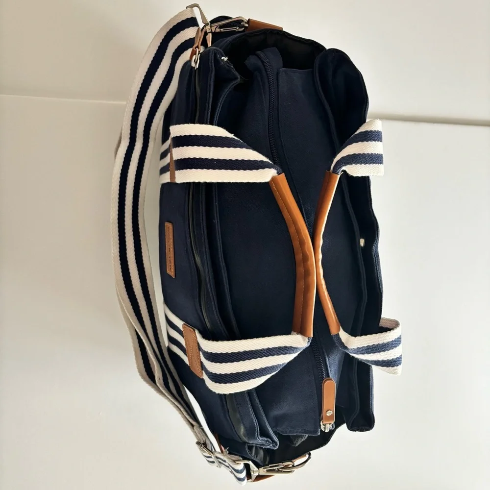 Baby K’tan Navy Canvas Diaper Bag Tote Insulated Bottle Pocket Paci Pouch